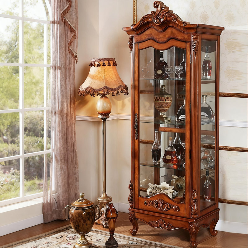 Vitrines en bois massif marron et verre