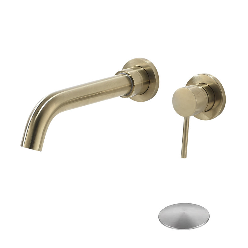 Wall Mounted Bathroom Sink Faucet With Pop-up Drain (no Overflow) – Single Lever Handle For Water Temp/flow Control, Anti-splash Aerator, Rust/corrosion Resistant, Easy-clean Drain