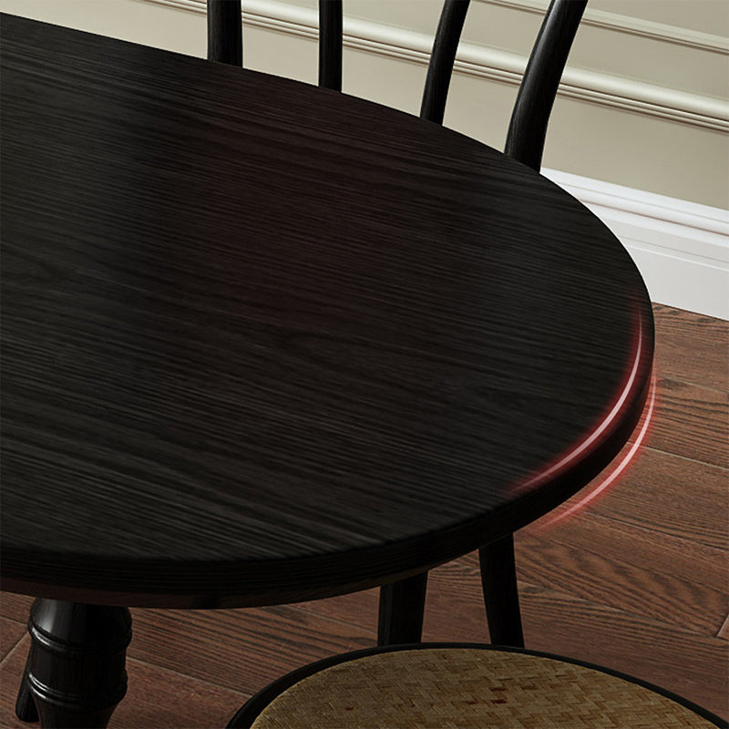 Black Oval Solid Wood Dining Table, 29.53"H x 55.12"L x 27.56"W