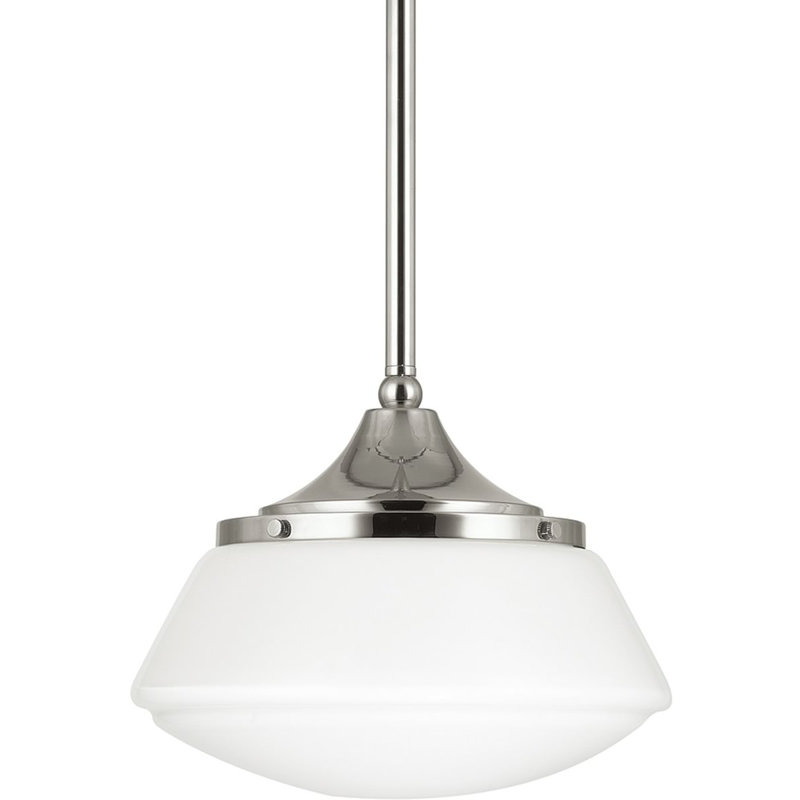 Luminaire suspendu style école 1 lumière Pendants Nickel poli l 10 po, Bronze brossé