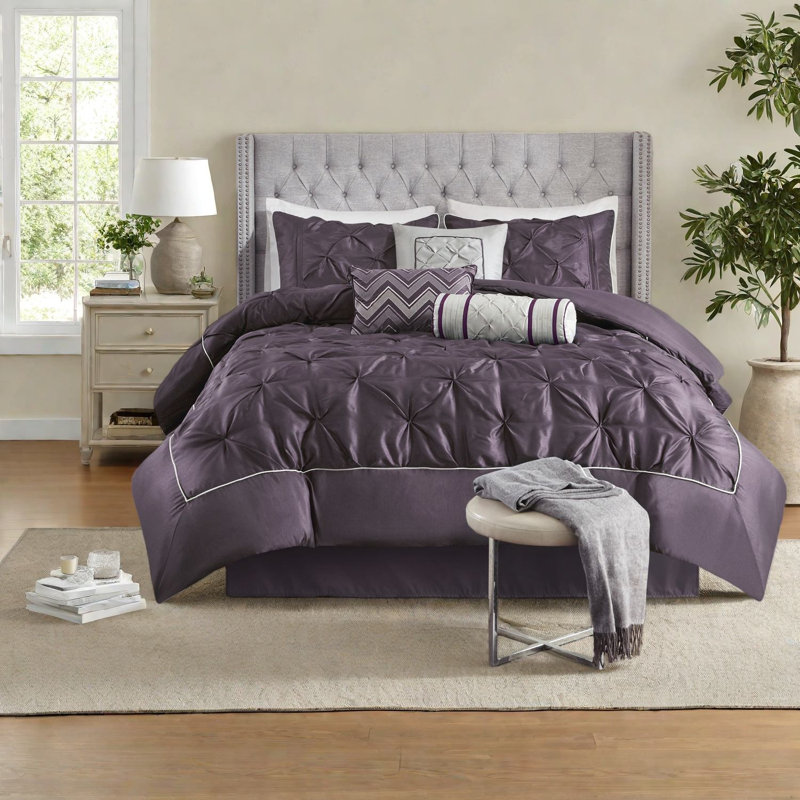 Ensembles de literie pour lit très grand prune luxueux, édredon en polyester au design élégant