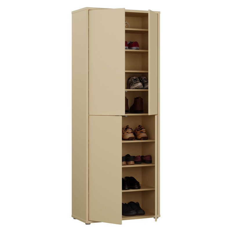 Sabih 26 Pair Shoe Storage Cabinet, butter yellow, 191.9cm H x 74.5cm W x 34.9cm D