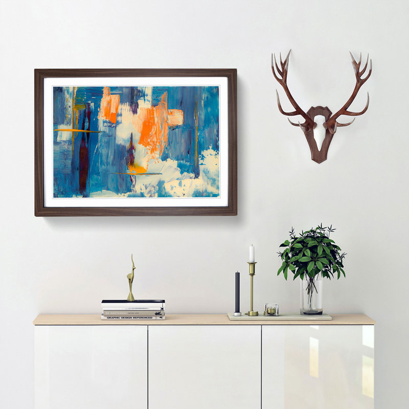 Abstract Art Painting Vol.300 by S.Johnson - Picture Frame Painting Print, 62cm H x 87cm W x 2cm D, Walnut Framed