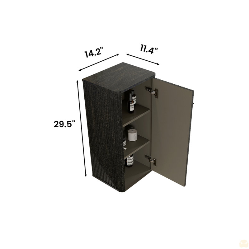 Armoire latérale flottante pour salle de bain flottante, armoire de rangement murale, Brun-noir