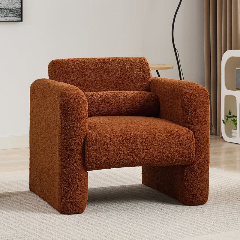 Baxie Upholstered 30.7'' Sofa, Orange Teddy