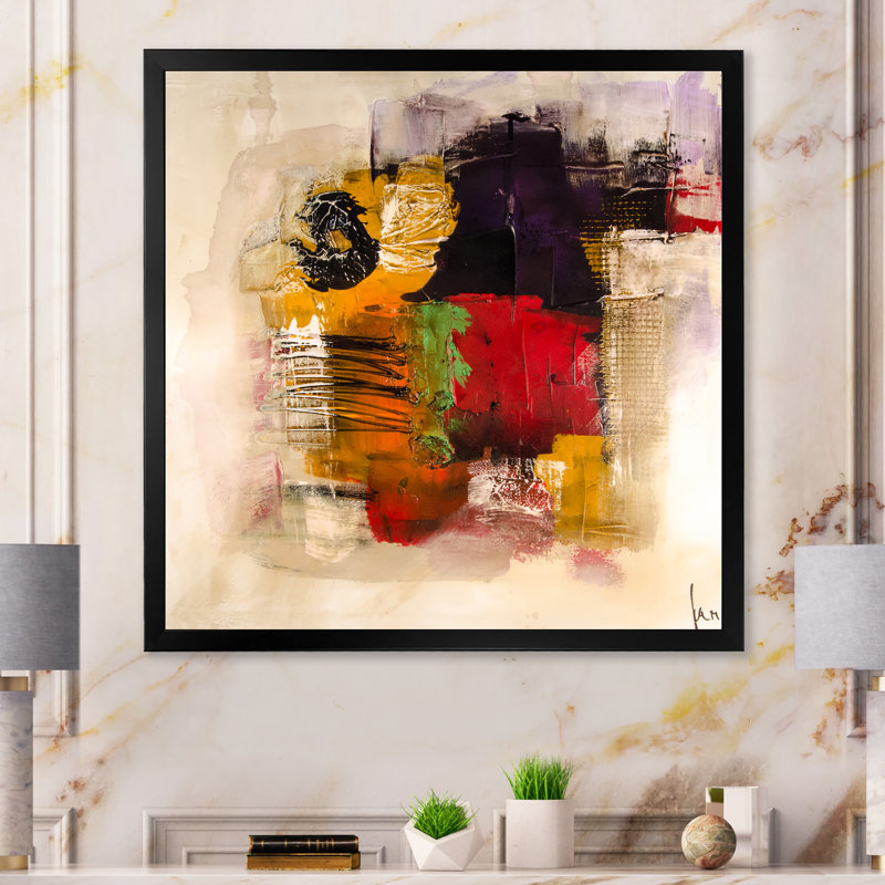 «Abstract Energetic Color Dance», reproduction de cadre photo sur toile, Cadre photo noir, H 30 po x l 30 po x P 1 po