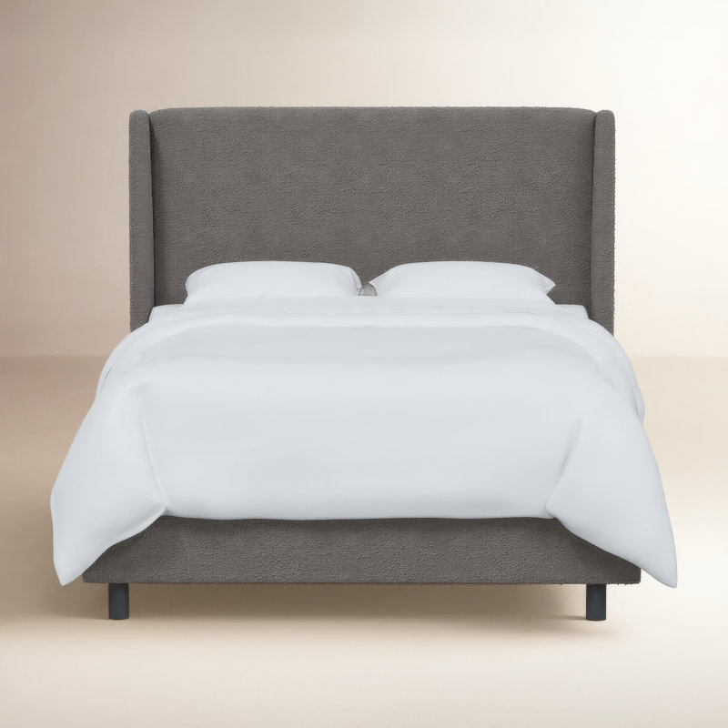 Tilly Upholstered Wingback Bed, King, Flutter Shibori Indigo