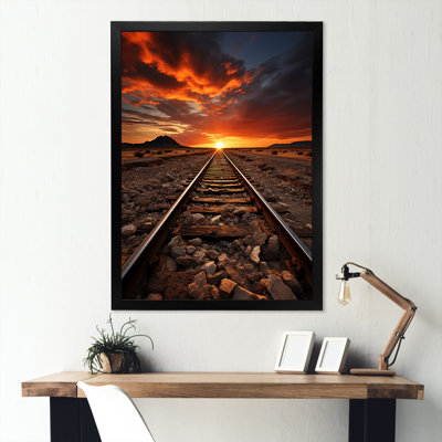 Chemin de fer dans un paysage coucher de soleil I sur toile