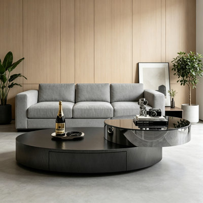 Modern Round Rotating Stainless Steel Coffee Table