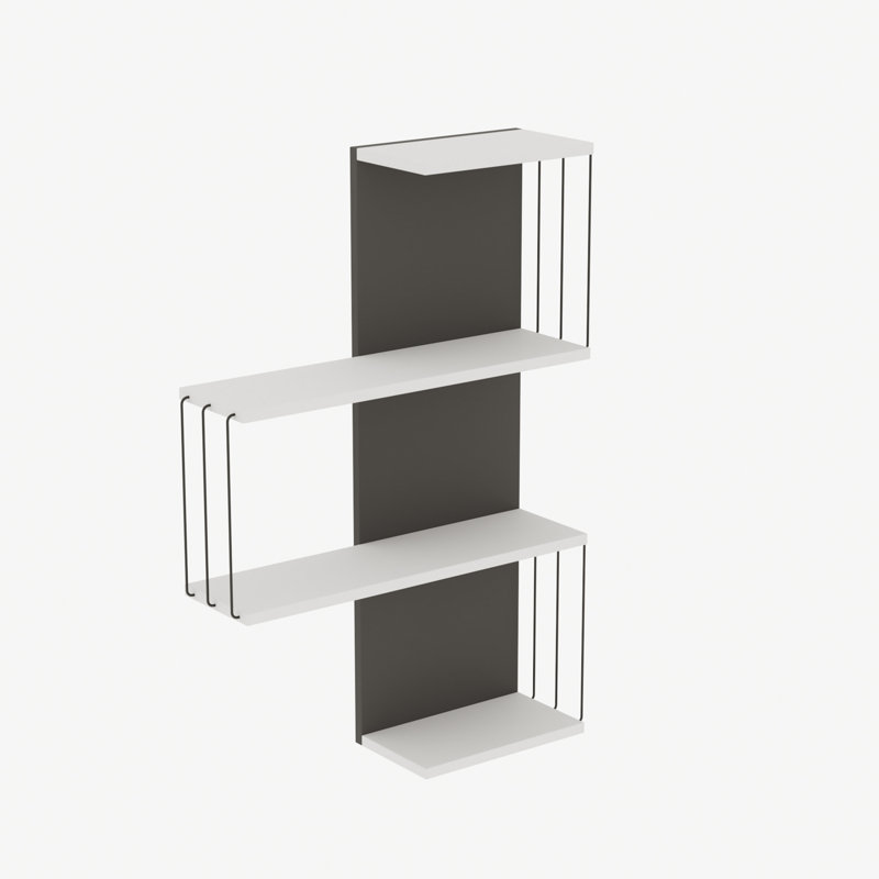 Hampson 4 Piece Floating Shelf, White/Anthracite