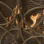 Cloison de foyer Cool Iron, superposition de motifs, panneau simple, écran de panneau de ton doré, cadre avec motif géométrique,