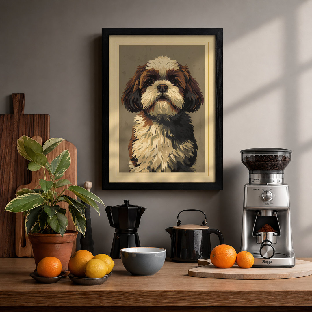 Shih Tzu Portrait Vintage - Framed Print