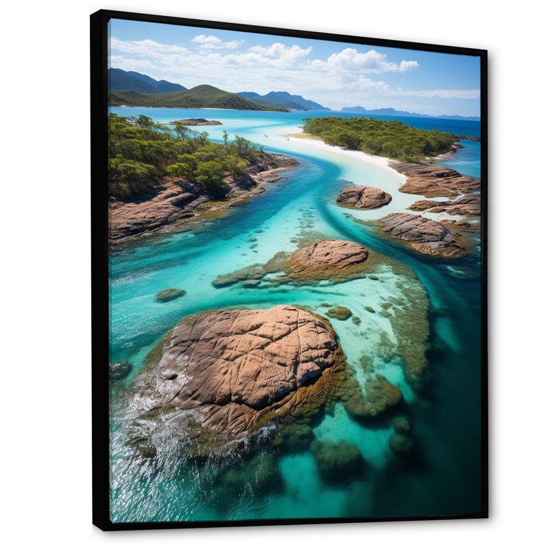 «Australie Whitsunday Island Paradise I», reproduction sur toile, H 20 po x l 12 po x P 1 po, Cadre flottant noir