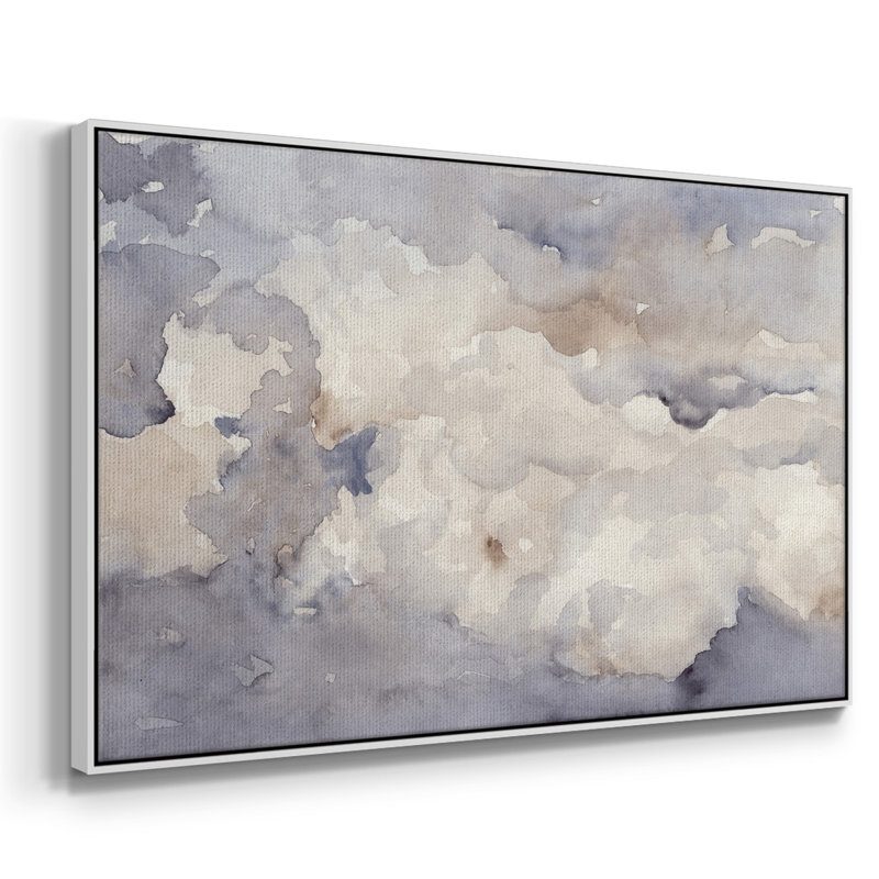«Clouds In Neutral II», peinture sur toile encadrée, Cadre blanc, H 17 po x l 25 po x P 2 po