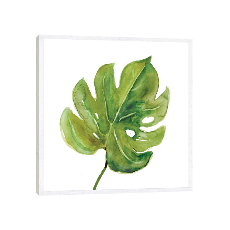 Tropical Frond I by Carol Robinson - Painting on Canvas, 45.72 cm H x 45.72 cm W, White Framed