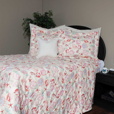 Seashells Tan/Pink Full Bedspread