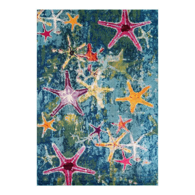 Tapis bleu marine à motif animalier Esposito