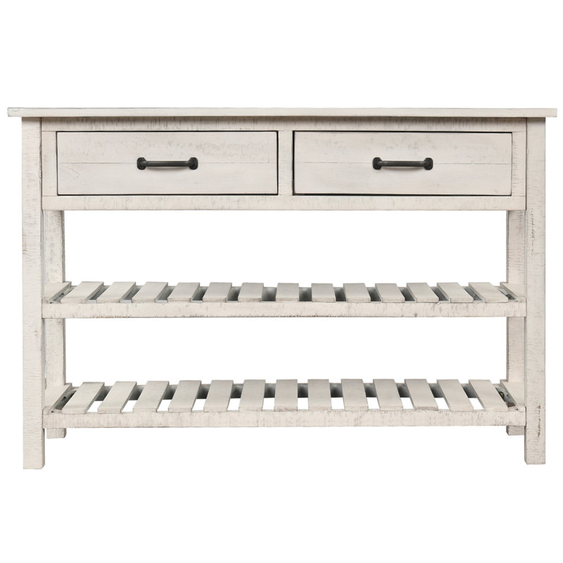Console en bois massif 45 po Stoystown, Blanc antique
