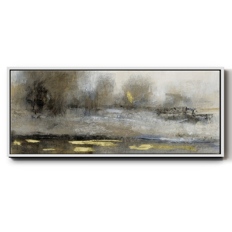 Paysage doré embelli II, H 8 po x l 20 po x P 1,5 po, Blanc