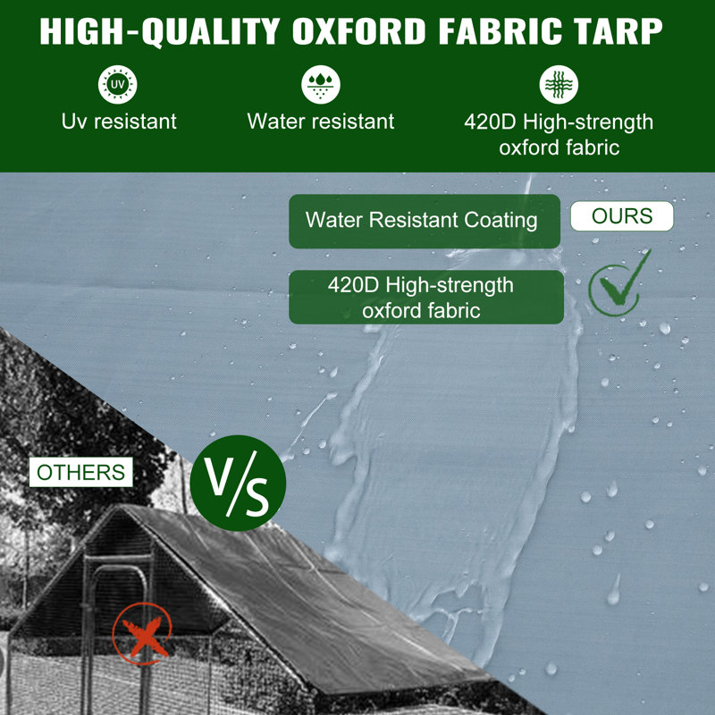Large Silver Metal Chicken Coop with Waterproof Cover