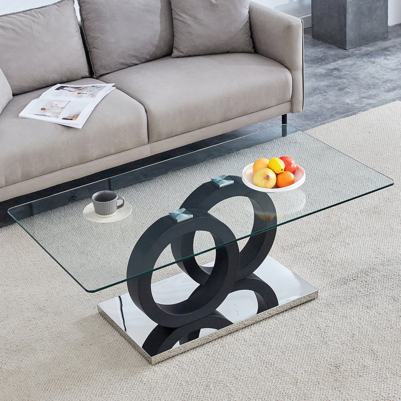 Modern Style Glass Top MDF Coffee Table - Suitable for Living Rooms and Lounge Areas, with Product Dimensions of 47.2*25.6*17.8