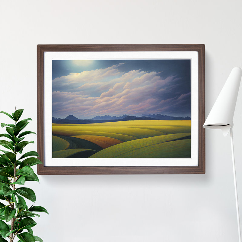 Spring Meadow Landscape View - Framed Print