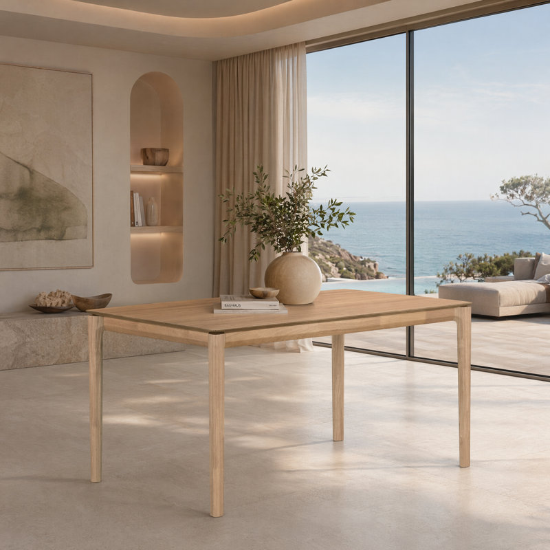 Rectangular Solid Wood Base Dining Table, Oak