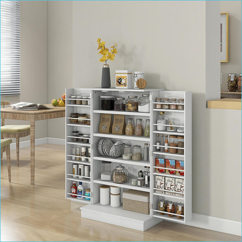 Armoire de cuisine avec étagère de rangement à 5 niveaux 12 étagères à épices | Panneau de fibres à densité moyenne | Style élégant