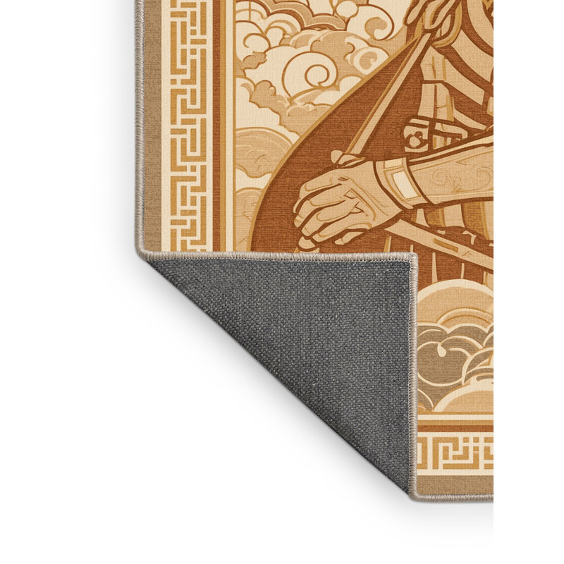 Tapis oriental moelleux et moelleux en tissu brun et beige, 3 x 5