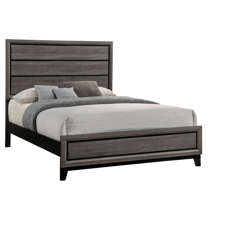 Ayelyn Wood Queen Panel Bed Grey Oak, Queen