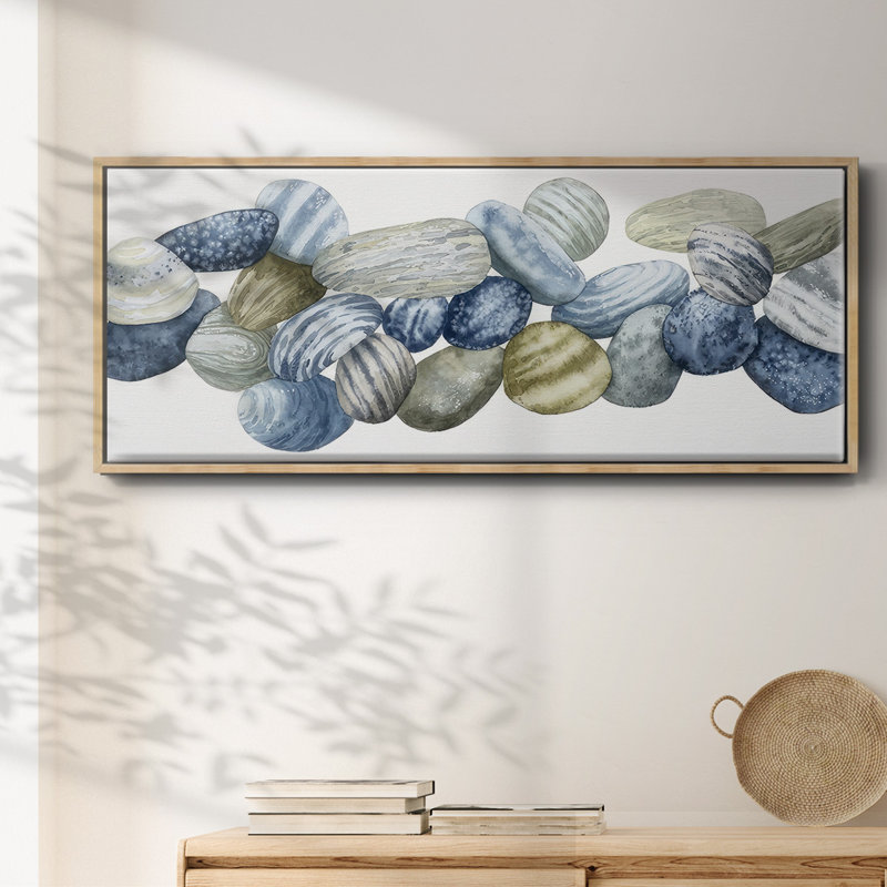 Found Pebbles III- Framed Canvas, 24" H x 60" W