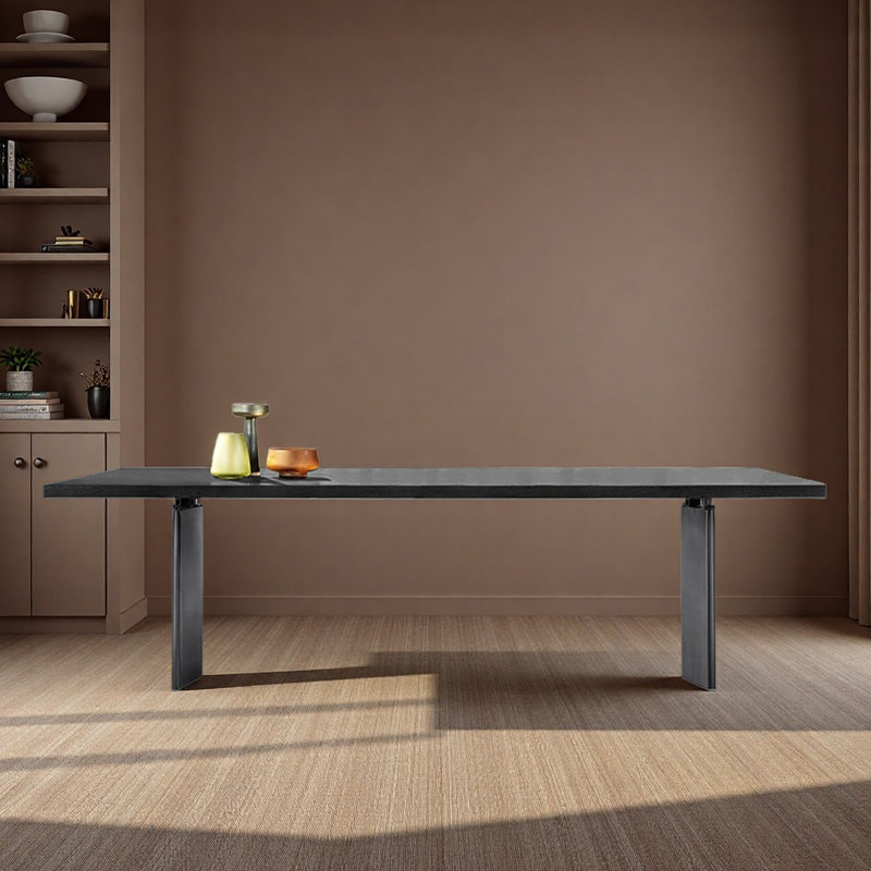 Bureau rectangulaire simple à utiliser à la maison pour étudier, Noir, H 29,53 po x l 94,49 po x P 39,37 po