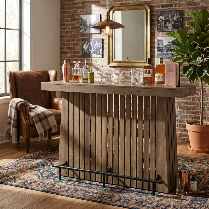 Table de bar avec rangement à 2 niveaux et repose-pieds