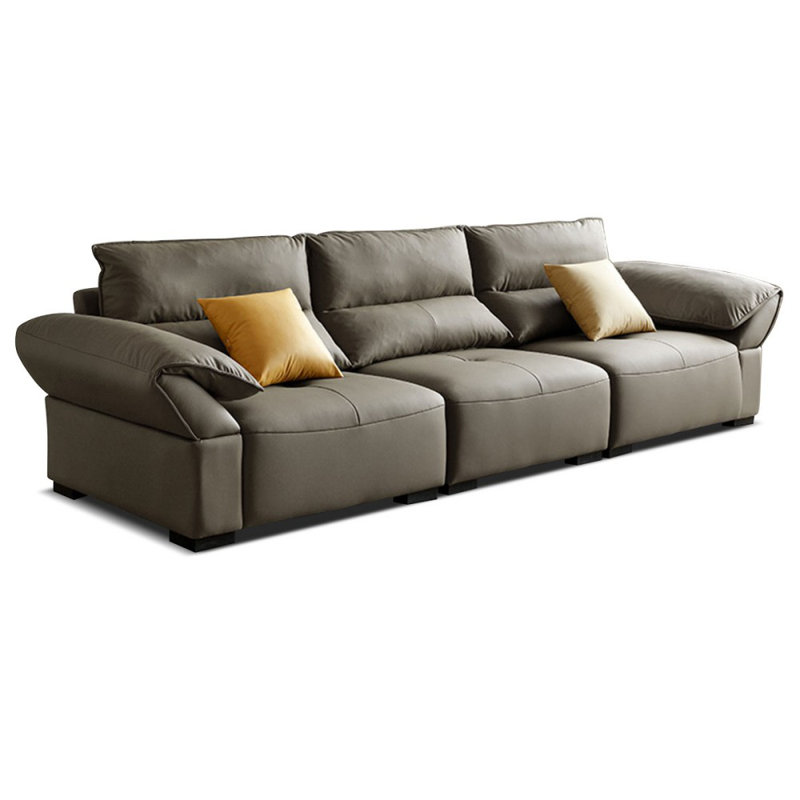 Canapé modulaire en similicuir, Gris, H 37,4 po x l 125,98 po x P 39,37 po, 5