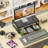 2 Tier Monitor stand, Metal Monitor Stand and Computer Desk Organizer with Drawer for Laptop, Black