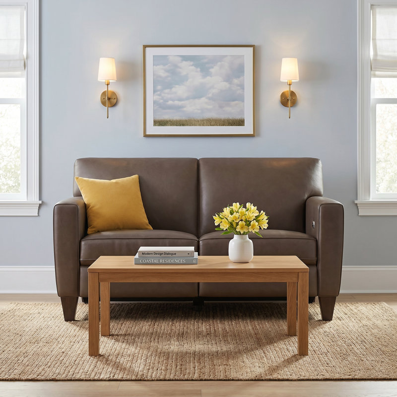 Osmin Foster Power Inclining Loveseat, Dark Brown Top Grain Leather