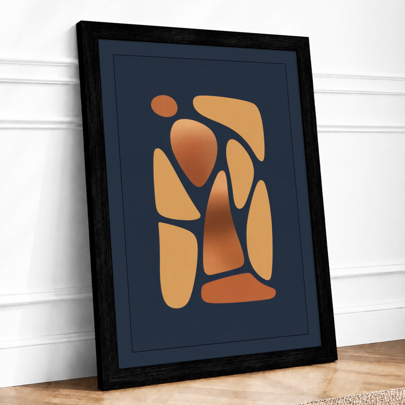 Warm Forms On Blue Modern - Print, A1 - 84.1 x 59.4 cm, Black