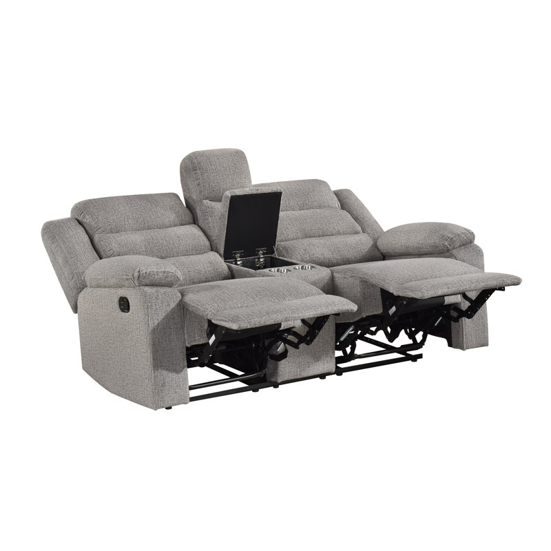 Causeuse double inclinable avec console, brun-gris, Brun-gris