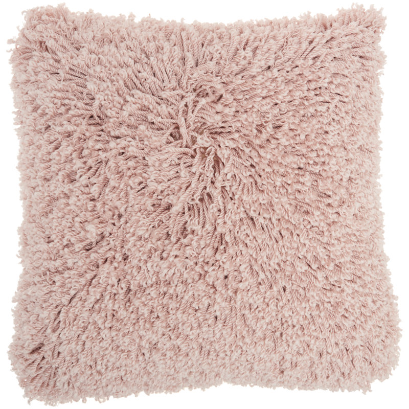 Blush Shag Square Throw Pillow Set 20" x 20"