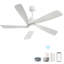Ventilateur de plafond moderne de 52 pouces avec lumière à DEL à intensité variable et 5 pales en bois massif avec télécommande et moteur à courant continu réversible