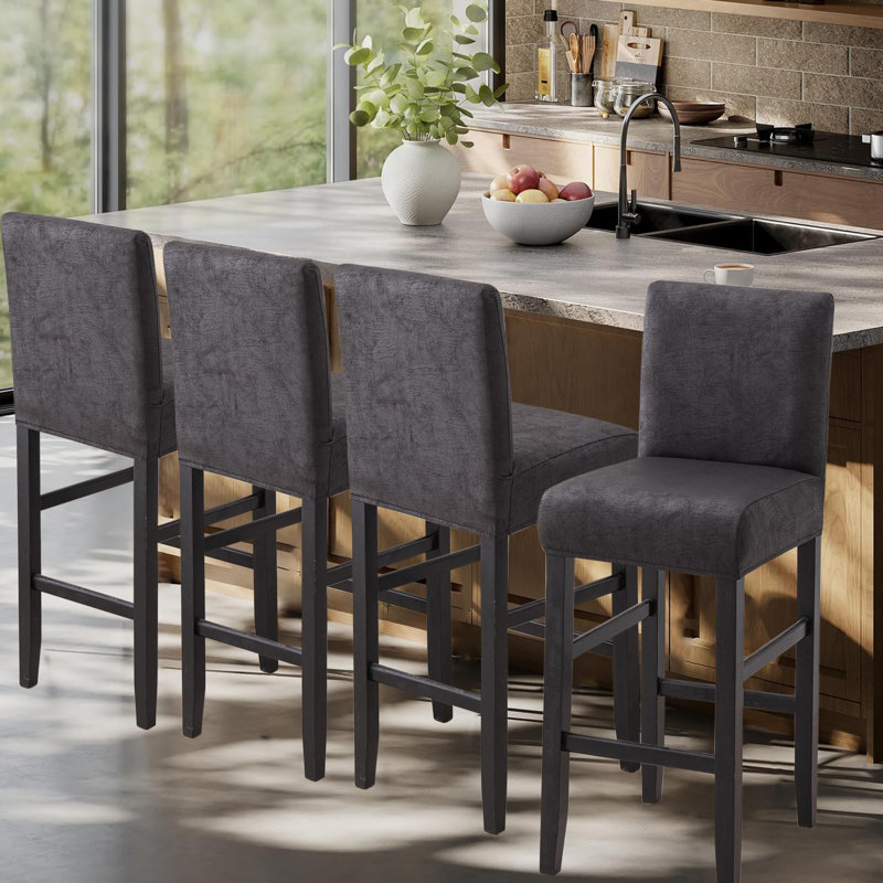 Ensemble de 4 housses de tabouret de bar, housses de siège de tabouret de bar extensibles avec dossiers, housses de chaise de bar carrées pour la cuisine, salle à manger, café