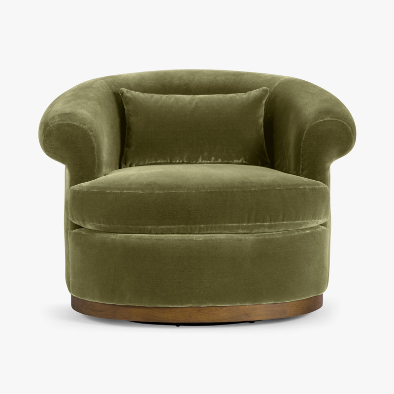 Fauteuil pivotant avec accoudoirs roulés Gracie English, Mélange de polyester vert