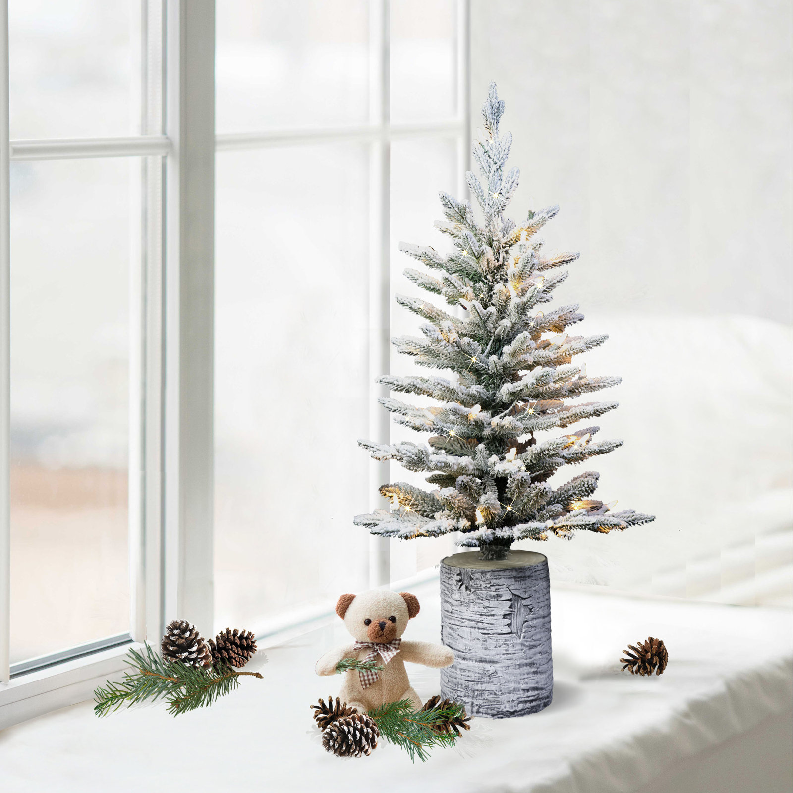 Lighted Artificial Fir Christmas Tree, 3' H