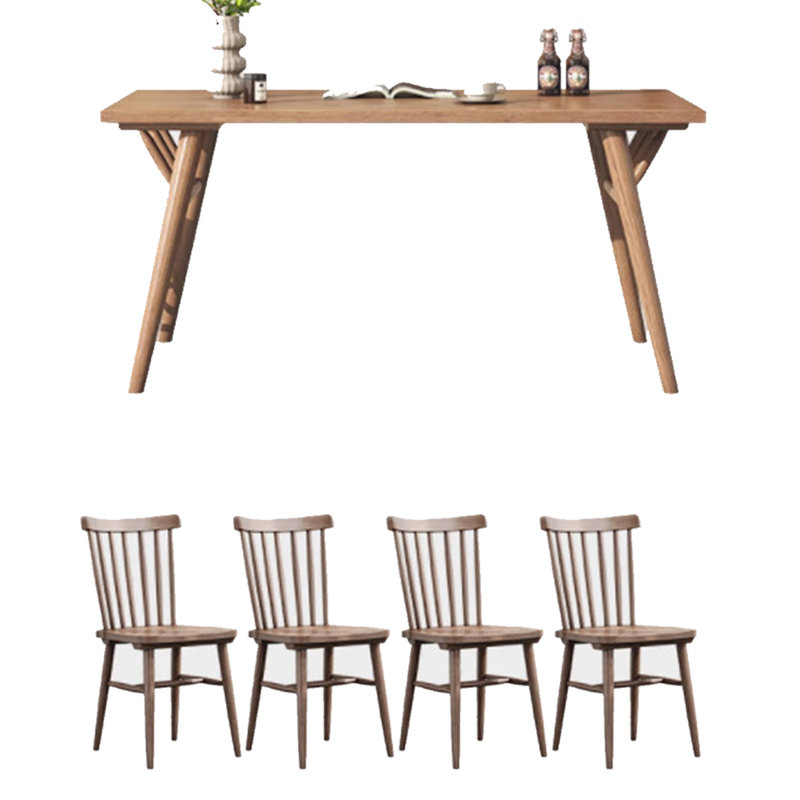 Ensemble de table à manger en bois massif de style nordique., 5