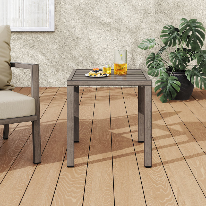 Table d'appoint d'extérieur en aluminium taupe 1 pièce Heim, Gris