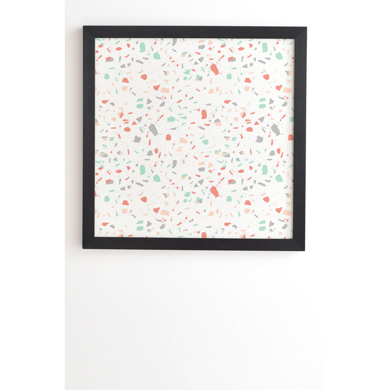 « pastel terrazzo », impression, H 20 po x l 20 po x P 2 po, Armature en bambou, Pas de tapis