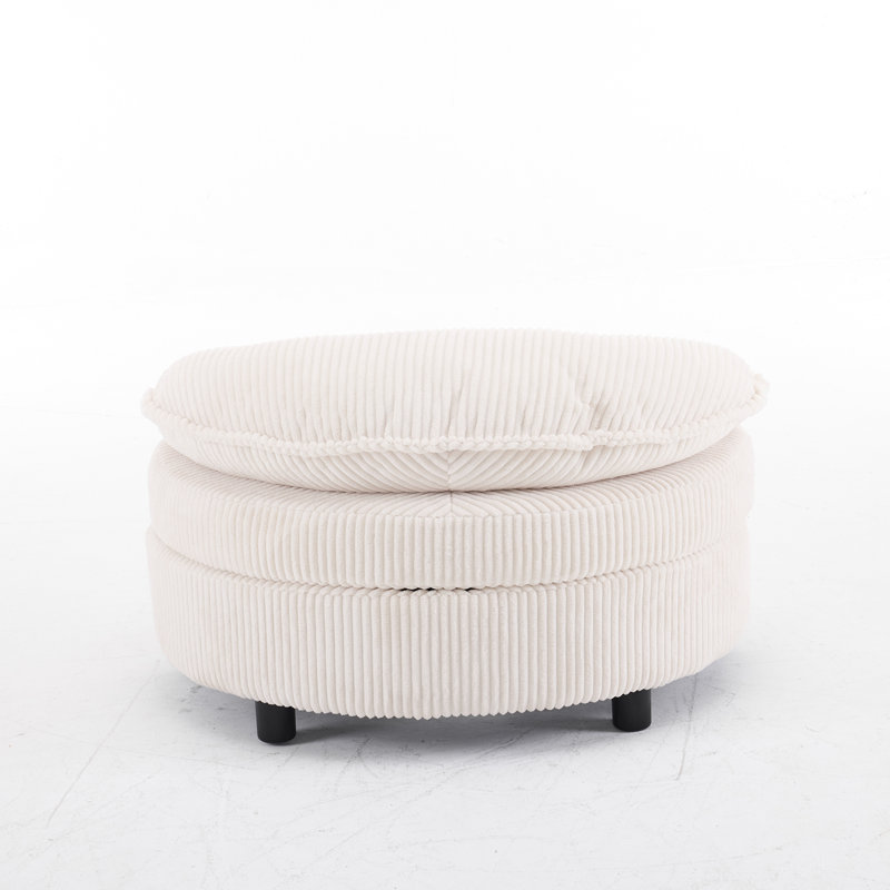 Repose-pieds en velours côtelé, Beige