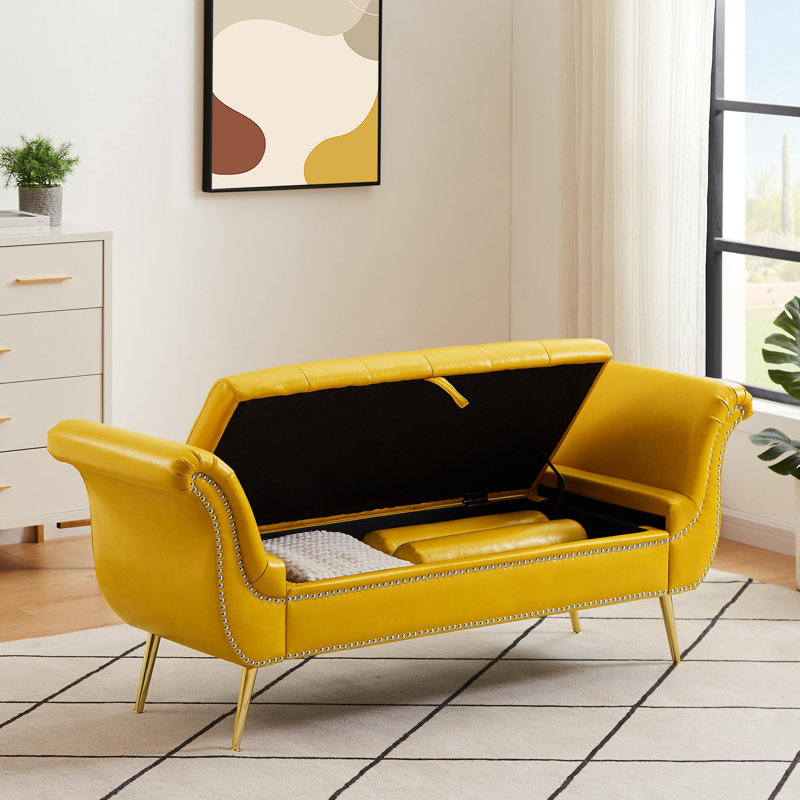 Banc de rangement rabattable, Jaune
