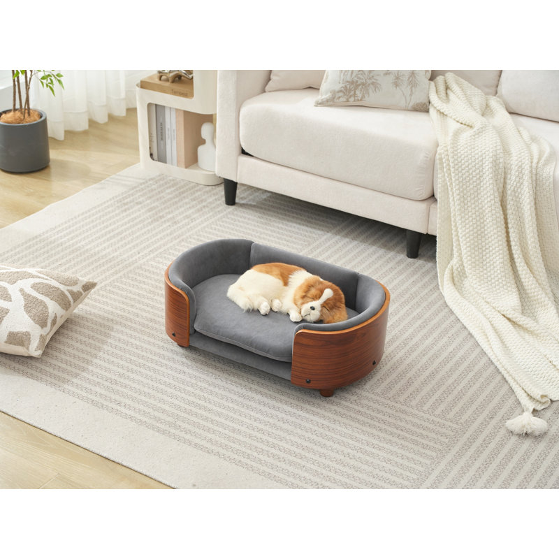 Petit lit pour chien de style scandinave, Gris foncé / brun, Petit (H 9,84 po x l 26,38 po x P 16,14 po)