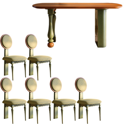 French style vintage solid wood dining table set.